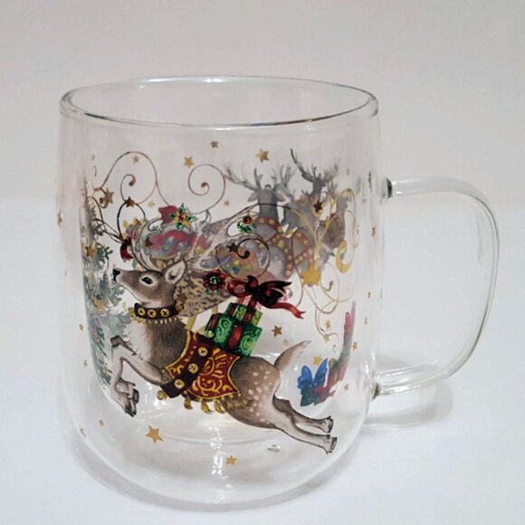 NEW RARE Williams Sonoma Twas the Night Before Christmas Double Wall Coffee Mug - Picture 2 of 5